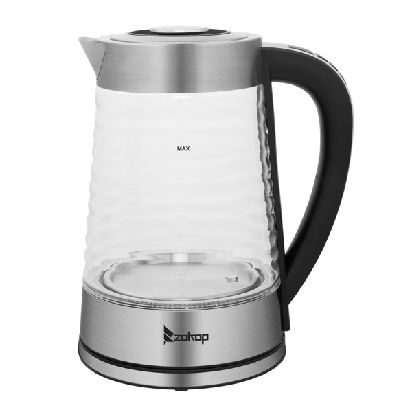 HD-251L 2.2L 110V 1100W Electric Kettle With Wave Body High Borosilicate Glass Blue Light With Electronic Handle