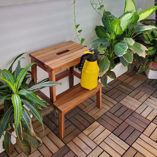 Wood Two Steps Stool Small Size Rectangle Top Best Ideas For Kitchen Living Room End Tables For Sofas Sub-stool for Living Room Bedside Strong Weight Capacity Upto 250 LBS
