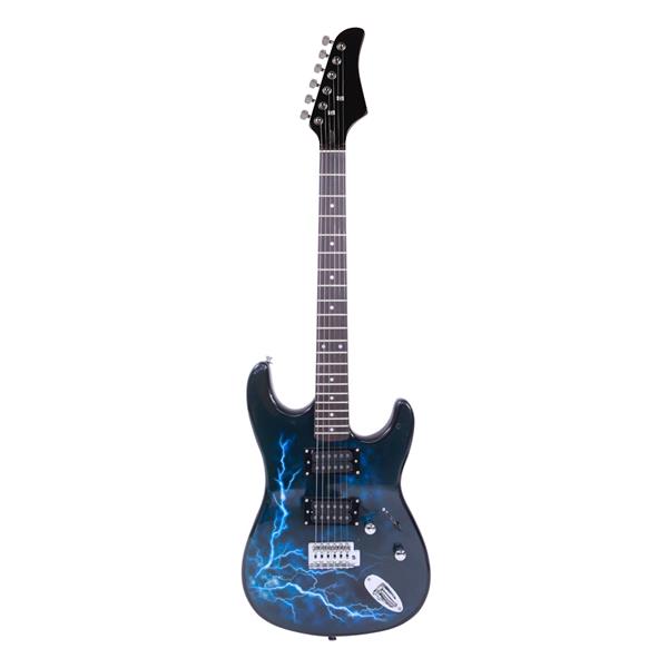 Lightning Style Electric Guitar with Power Cord/Strap/Bag/Plectrums Black &amp; Dark Blue