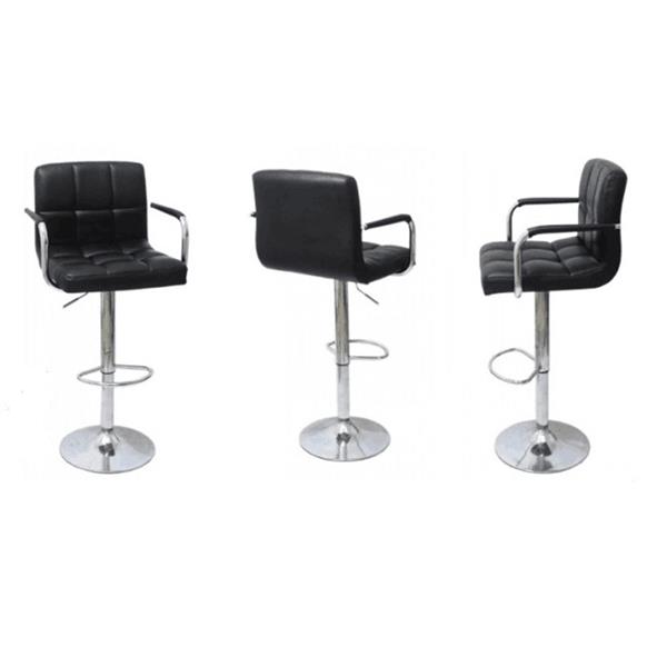 2pcs SSJ-891 60-80cm 6 Checks Round Cushion Bar Stools with Armrest Black