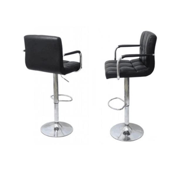 2pcs SSJ-891 60-80cm 6 Checks Round Cushion Bar Stools with Armrest Black