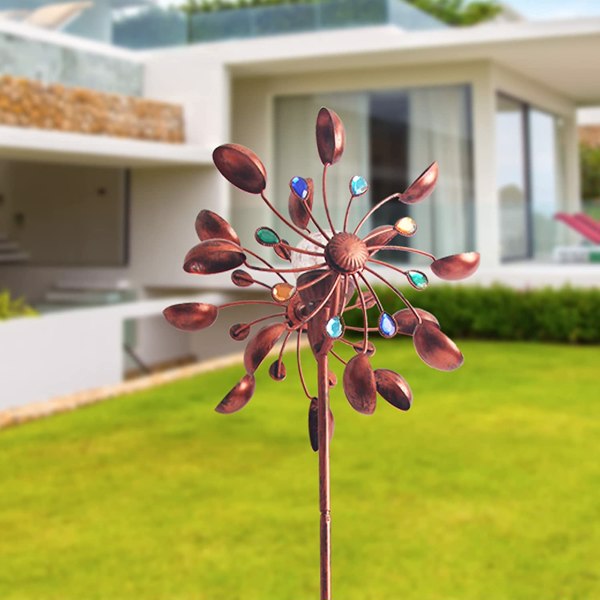 73&quot; Solar Powered Wind Spinner with Multi Color Changing LED Glass Ball