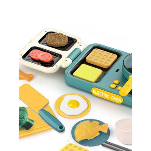 Kids Play Kitchen Toys 37 Piece Toy Kitchen Accessories Set, Pretend Kitchen Toys Kids Cooking Playset, Cutlery Cookware Learning Gift, Blue