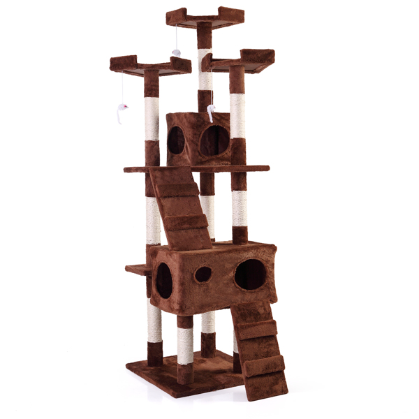 67&quot; Multi-level Cat Tree, Scratching Posts, Kitten Activity Tower with 3 Perches