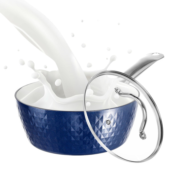 Induction Saucepan with Lid, 18cm/ 1.5L Milk Pan Non Stick Saucepan, Aluminum Ceramic Coating Cooking Pot - PFOA Free with Stainless Steel Handle, Suitable for All Hobs Types