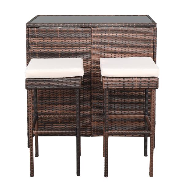 Bar Table And Bar Stool Three-Piece Set Brown Gradient