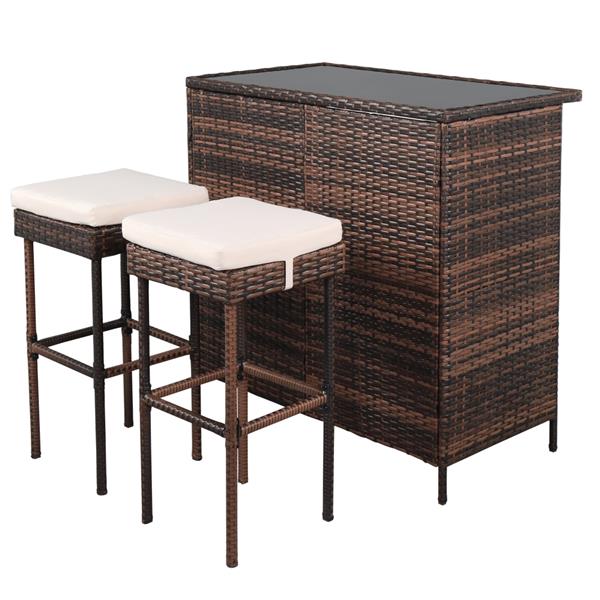 Bar Table And Bar Stool Three-Piece Set Brown Gradient