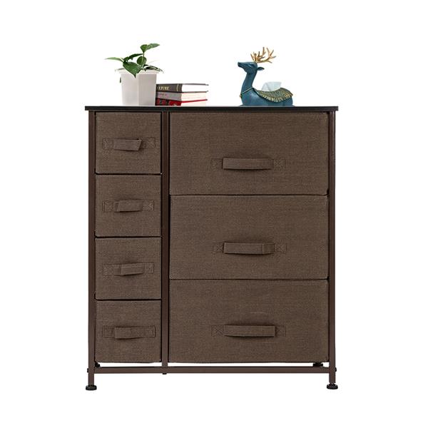 Dresser with 7 Drawers - Furniture Storage Tower Unit for Bedroom, Hallway, Closet, Office Organization - Steel Frame, Wood Top, Easy Pull Fabric Bins, Brown