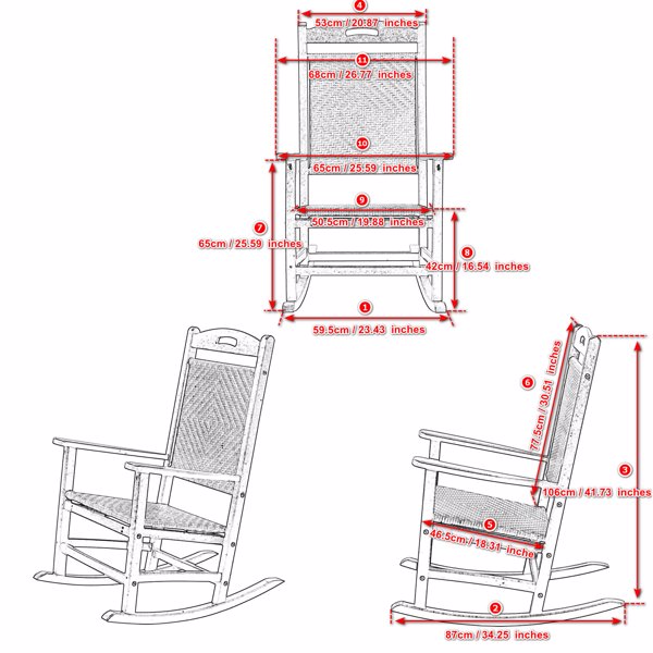 Poly Lumber Patio Rattan High Back Rocking Chair