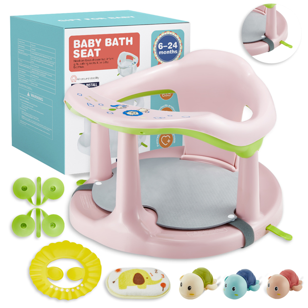 Baby Bath Seat,Baby Bath Chair, Newborn Shower Seat Bathtub Seat Cushion Children's Wrap-Around Shower Chair for 6 Months&amp;Up (pink)