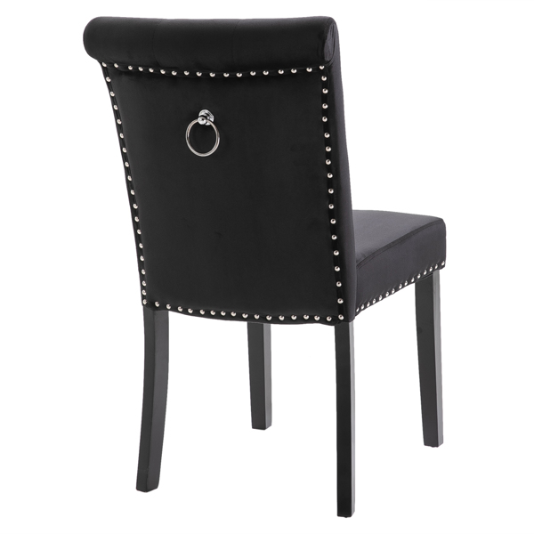 Velvet Fabric / Rubber Wood Legs / Cushion Original Cotton Density 26   Spring / Nail Dressing Stool Two Sets Black