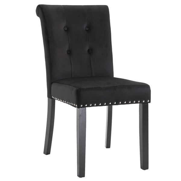 Velvet Fabric / Rubber Wood Legs / Cushion Original Cotton Density 26   Spring / Nail Dressing Stool Two Sets Black