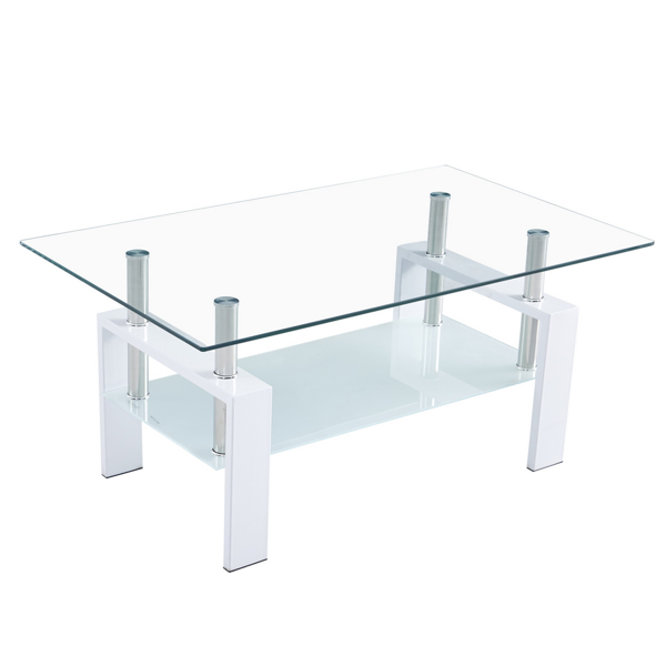 100*60*45.5cm Double-Glazed Dining Table Stainless Steel Table Legs