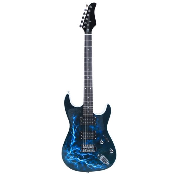 Lightning Style Electric Guitar with Power Cord/Strap/Bag/Plectrums Black &amp; White