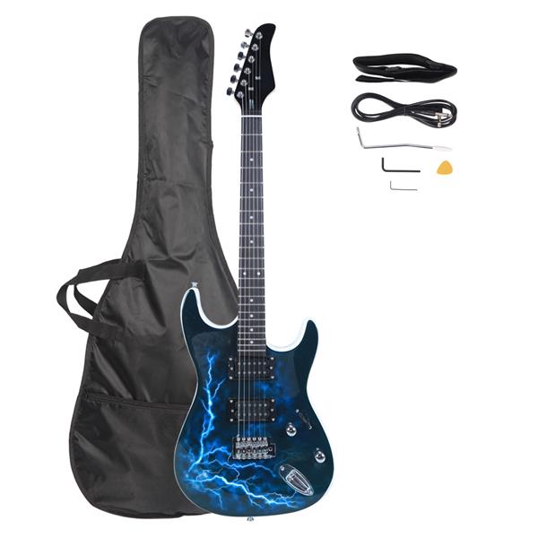 Lightning Style Electric Guitar with Power Cord/Strap/Bag/Plectrums Black &amp; White